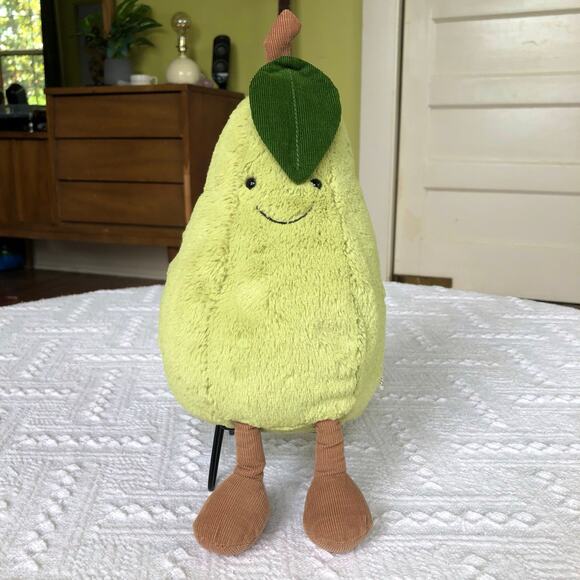 Jellycat Amuseables Pear Plush Stuffed Animal 12" Kawaii Corduroy Kitchen Fruit - Picture 1 of 10
